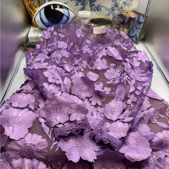 🆕 BRONX & BANCO 🧿 NWOT Bouquet Maraya Long Sleeve Mini Dress, Lilac Sz XS US 2 - Picture 12 of 16